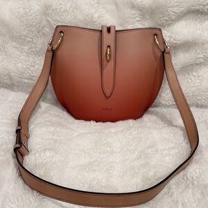 Furla Peach-to-Coral Ombre Leather Crossbody